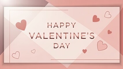 Charming Valentine's Day greeting with elegant hearts and geometric patterns in soft pink tones, ideal for romantic celebrations and expressing affection