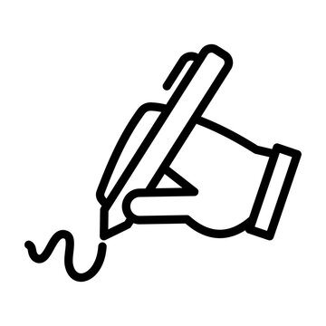 Digital Signature Icon - Black Outline
