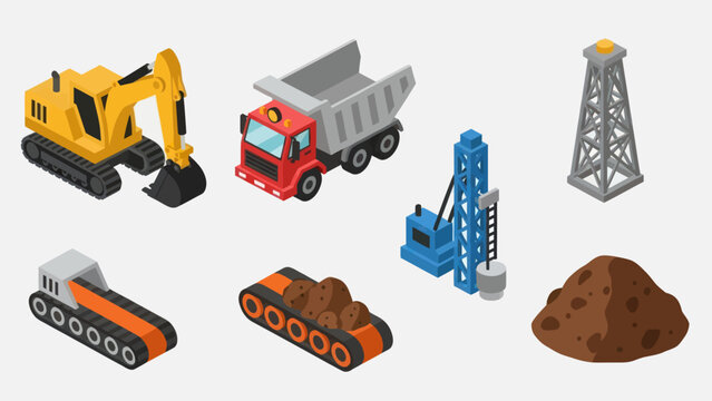 Collection of Construction Equipment and Machinery Models.