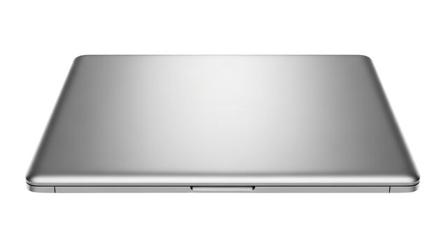 Modern Silver Laptop Computer Product Shot Closed from Top View isolated PNG with Transparent Background