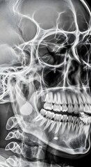 X-Ray of Human Skull and Teeth - Medical Imaging.