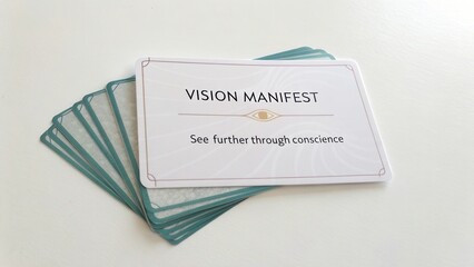 Vision Manifest Card on White Surface with Additional Deck Cards for Introspection and Reflection Practices