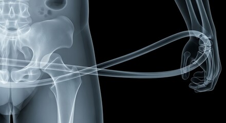 X-Ray Visualization of a Catheter Insertion into the Human Body.