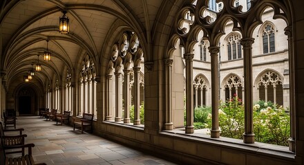Yale Universitys Harkness Tower Cloister Court - A Gothic Architectural Marvel.