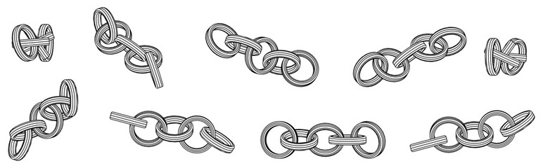 Interlinked Chain Knots Silhouettes