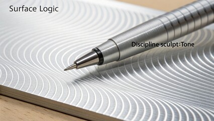 Precision Pen on Engraved Metallic Surface with Circular Patterns for Artistic and Creative Projects