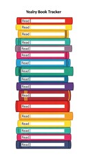 Yearly Book Tracker - A Colorful Stack of Reading Goals.