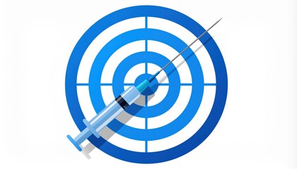 Vaccine precision. Injecting shot hitting target bullseye. Medical aim against illness in a modern, minimalist, and clinical concept.