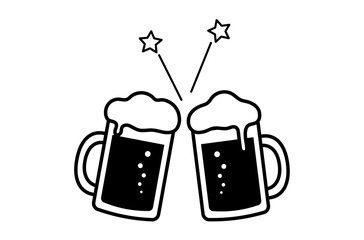 ビールで乾杯のアイコンイラスト