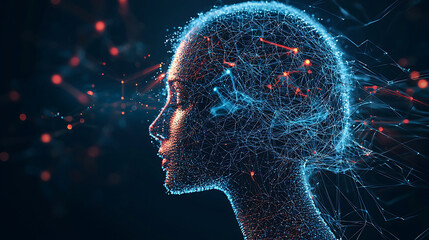 Abstract Digital Representation of Human Brain and Neural Network Connections.