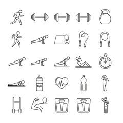 Obraz premium Fitness icons for healthy lifestyle and exercise routine