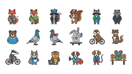 Cartoon Animals Wearing Clothes and Accessories. © Joko