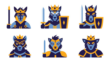 Illustration of Wolf Characters with Royal Attire.