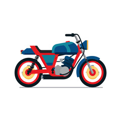 Obraz premium Retro Motorcycle Illustration Classic Blue Red Design