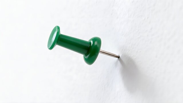 GreenPushpinOnWhiteWall