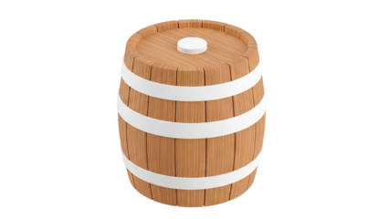 Wooden Barrel with White Hoops