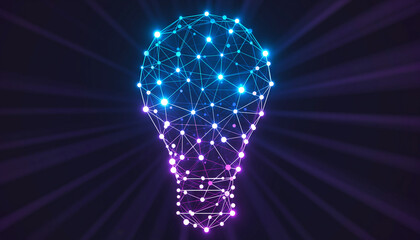 Innovative light bulb with glowing network connections