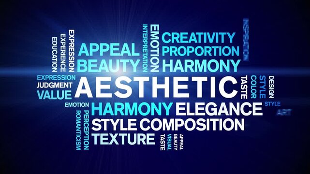 Aesthetic animated word cloud-text design animation tag kinetic typography seamless loop.