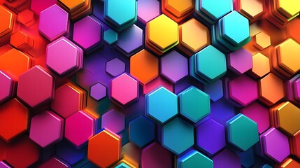 Colorful three dimensional hexagonal background with a cube shape