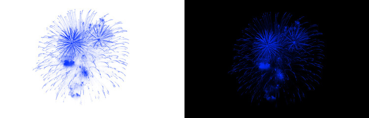 Transparent blue firework burst element isolated on checkered background for celebration overlay design