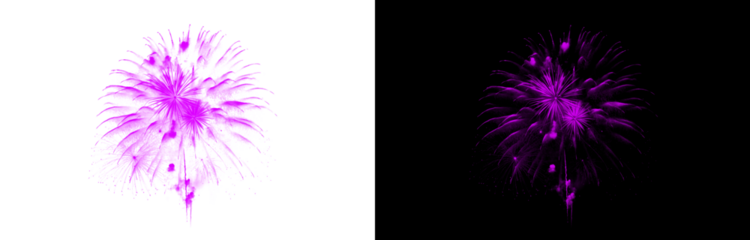 Pink firework explosion element with transparent background for overlaying celebration designs and festive projects