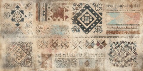 Rustic Tribal Pattern Earthy Tones and Geometric Designs