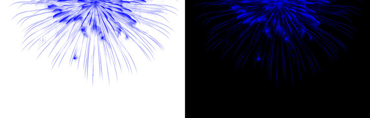 Blue firework display with electric sparks isolated on black background for winter holiday festivals cool themed events and corporate parties