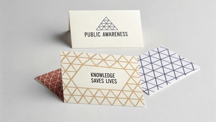 Informative Business Cards Displaying Public Awareness and Knowledge Saves Lives with Geometric Patterns and Colors