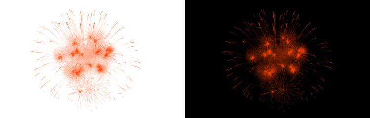 fiery orange firework burst on transparent grid, energetic display and festive event atmosphere