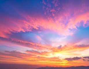 Fototapeta premium Stunning photo captures a vibrant, colorful sunset over the horizon