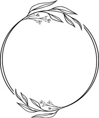 Obraz premium Floral Wreath Illustration with Leaves and Flowers