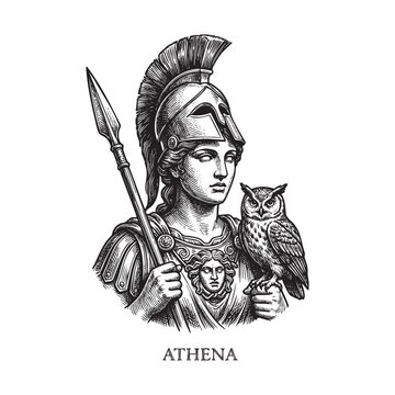 Athena Greek Goddess Engraving