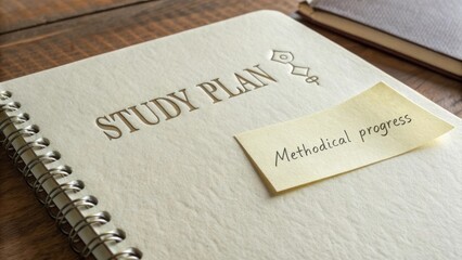 Organized Study Plan Notebook with Sticky Note for Methodical Study Progress Tracking