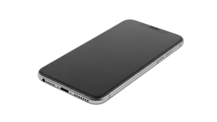 Black Screen Modern Smartphone Mockup Product Shot isolated PNG with Transparent Background