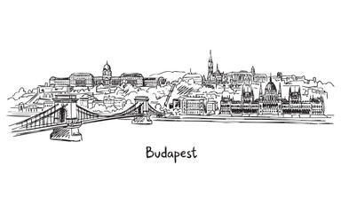 Fototapeta premium Budapest City Skyline with Landmarks