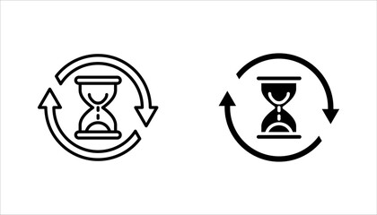 anti aging hourglass line icon set, simple standby waiting slow time flat design vector illustration on white background