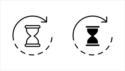 anti aging hourglass line icon set, simple standby waiting slow time flat design vector illustration on white background