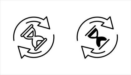 anti aging hourglass line icon set, simple standby waiting slow time flat design vector illustration on white background