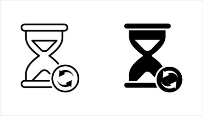 anti aging hourglass line icon set, simple standby waiting slow time flat design vector illustration on white background