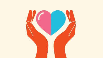 Obraz premium Two hands gently holding a heart shape symbolizing love and care