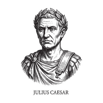 Julius Caesar Roman Emperor Bust Vintage Engraving Illustration