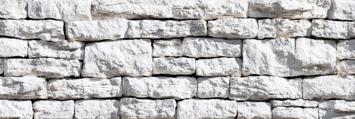 Obraz premium Brightly Lit Rustic White Stone Wall Texture - Rough-Cut Blocks, Natural Grout, and Textured Surface.