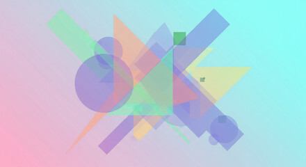 Abstract geometric shapes overlay with vibrant pastel colors for modern design and creative projects
