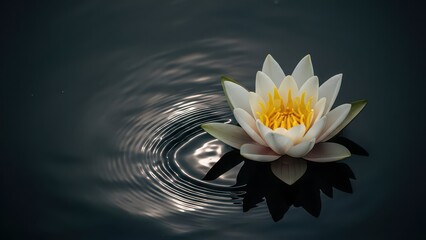 Serene lotus blossom floating on tranquil waters