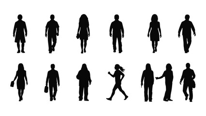 A collection of various black silhouette figures showing different poses and body types