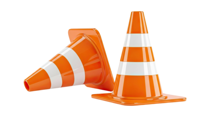 Two Orange and White Traffic Cones