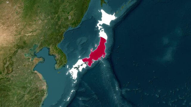 Japan Map With Flag Animation