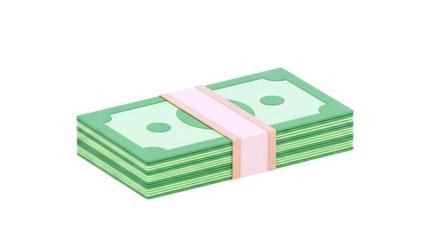 Stack of stylized green banknotes tied with a beige band