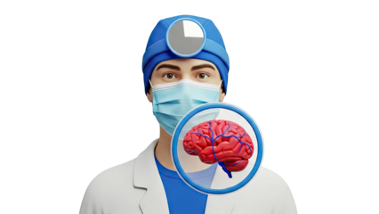 Surgeon with Magnified Brain and Medical Headlight
