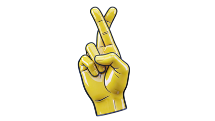 Yellow Hand Gesture with Crossed Fingers